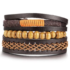 3-Piece Bracelet Set in Brown Orange Tones