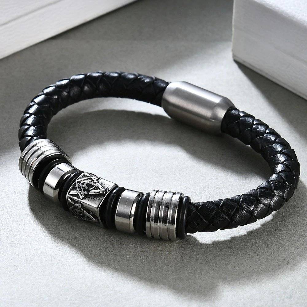 Braided Leather Freemason Bracelet » Band and Bracelets