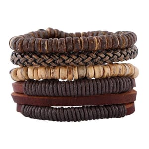 4-Piece Bracelet Set in Natural Brown Color Tones