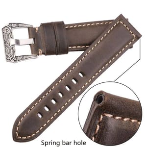 Genuine Leather Watch Band with Ornamented Buckle
