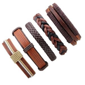 5-Piece Bracelet Set in Brown Orange Color Tones