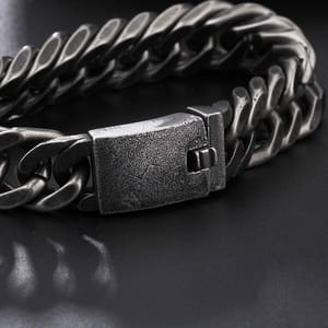 Men’s Curb Chain Bracelet with Antique Finish