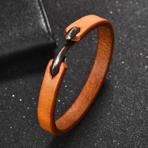 Simple Leather Bracelet with Hook Clasp