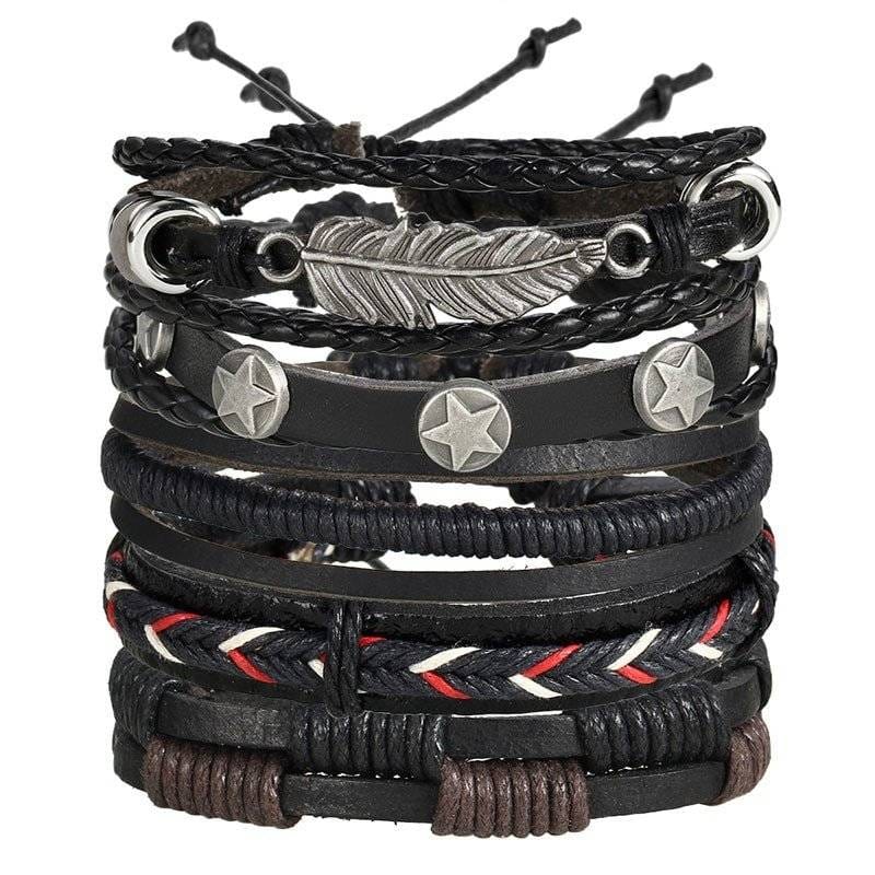 5-Piece Bracelet Set with Decorative Charms - Black 1