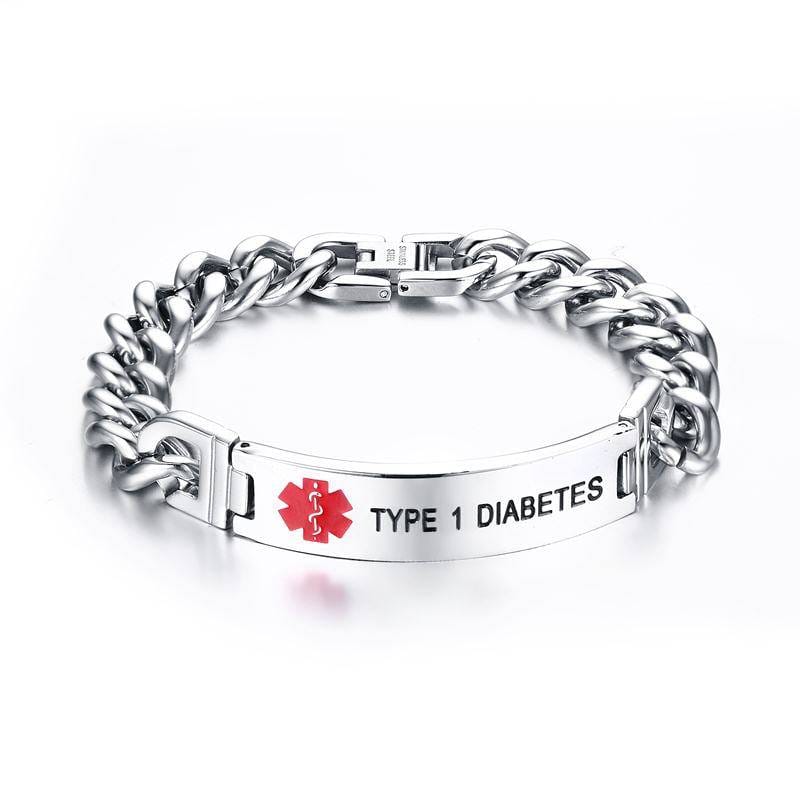 Engraved Stainless Steel Type 1 Diabetes Bracelet - TYPE 1 DIABETES