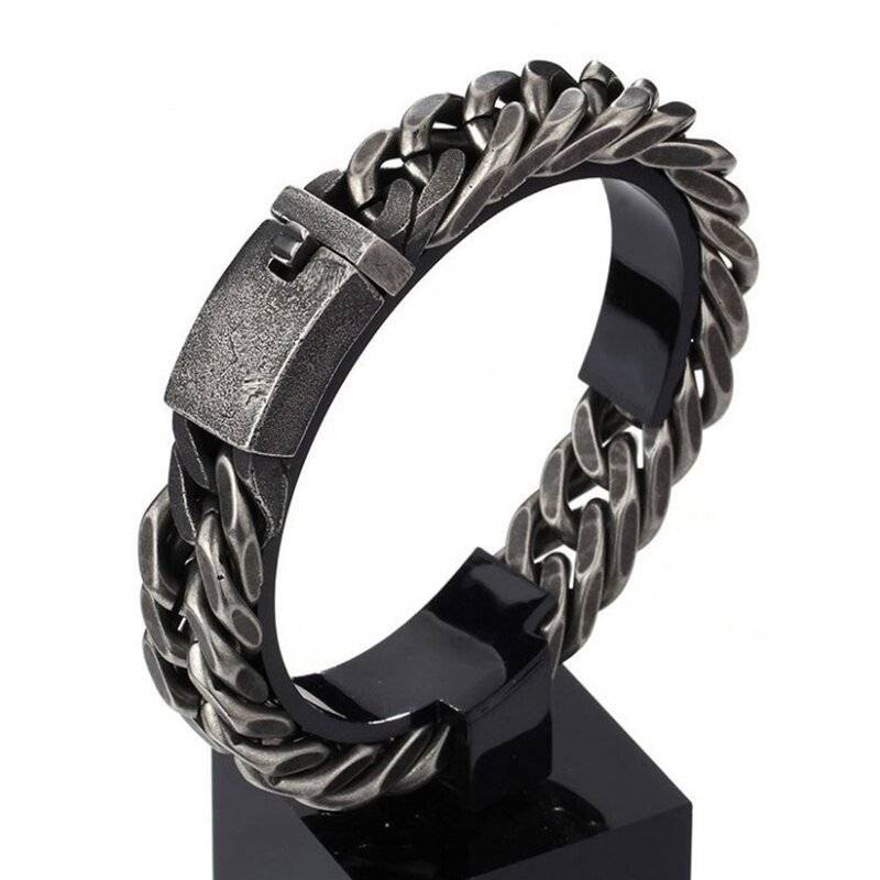 Men’s Curb Chain Bracelet with Antique Finish