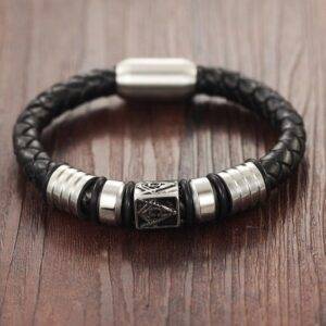 Braided Leather Freemason Bracelet