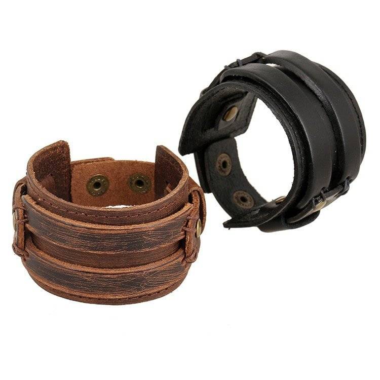 Men's Wide Leather Bracelets