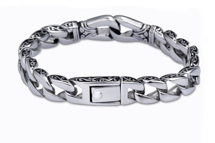 Men’s Curb Link Bracelet with Totem Motif