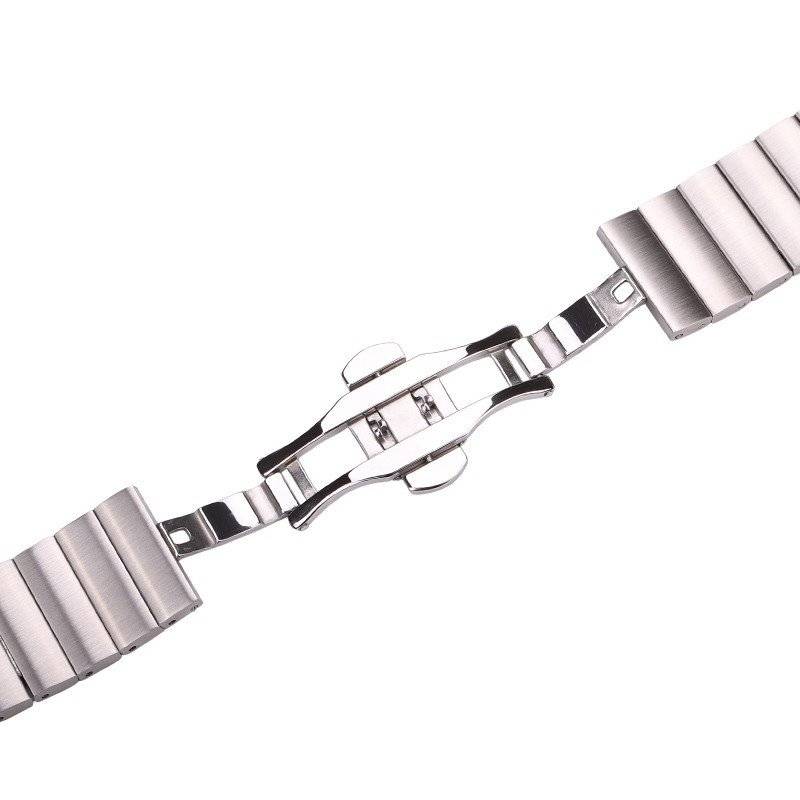 Solid Stainless Steel Watch Band with Hidden Butterfly Clasp