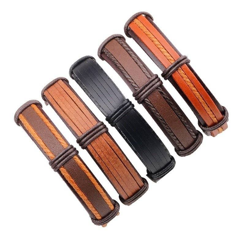 5-Piece Bracelet Set in Brown Orange Color Tones
