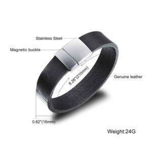 Simple Elegant Leather Bracelet with Magnetic Closure