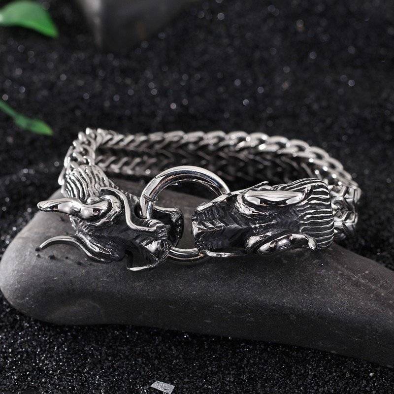 Stainless Steel Dragon Head Bracelet for Men
