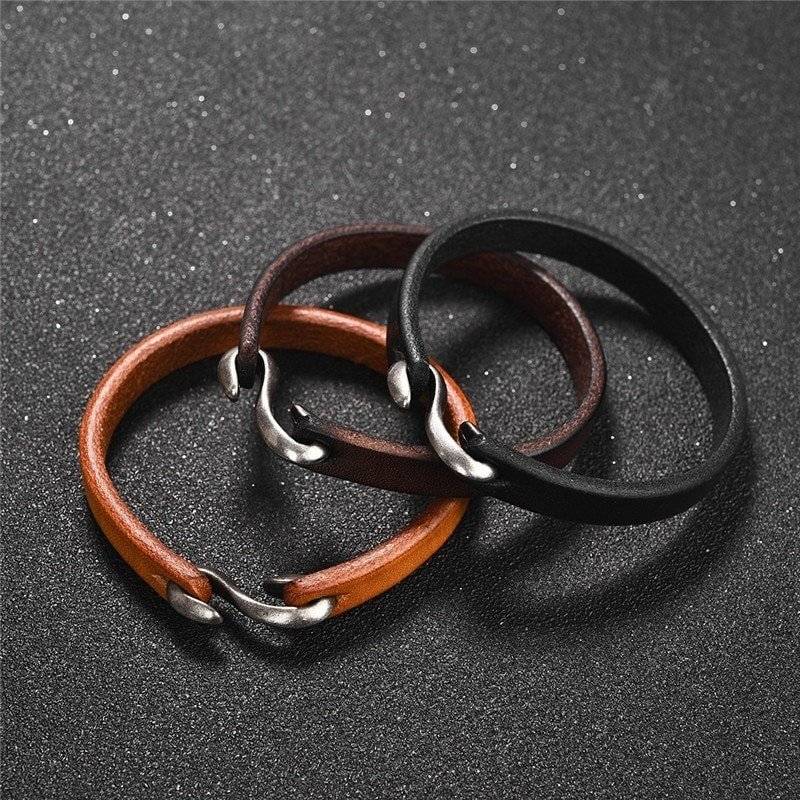 Simple Leather Bracelet with Hook Clasp