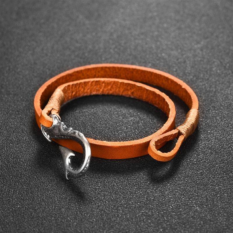 Fish Hook Leather Bracelet