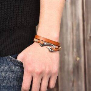 Fish Hook Leather Bracelet