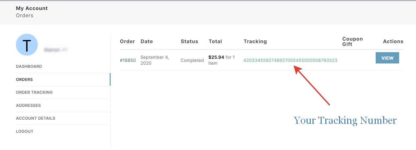 My Account Order Tracking