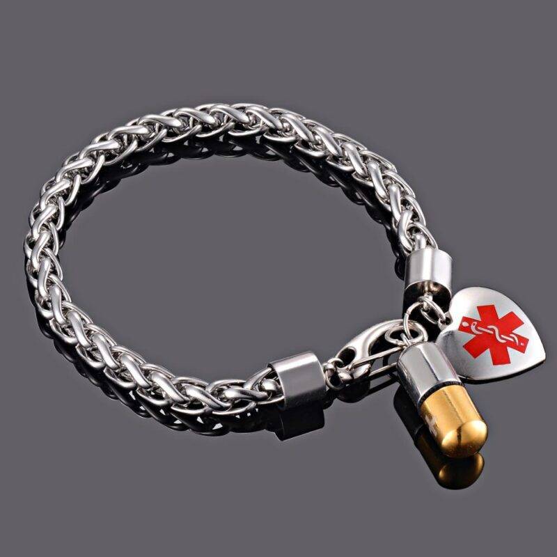 Medical ID Tag Bracelet with Capsule Tube