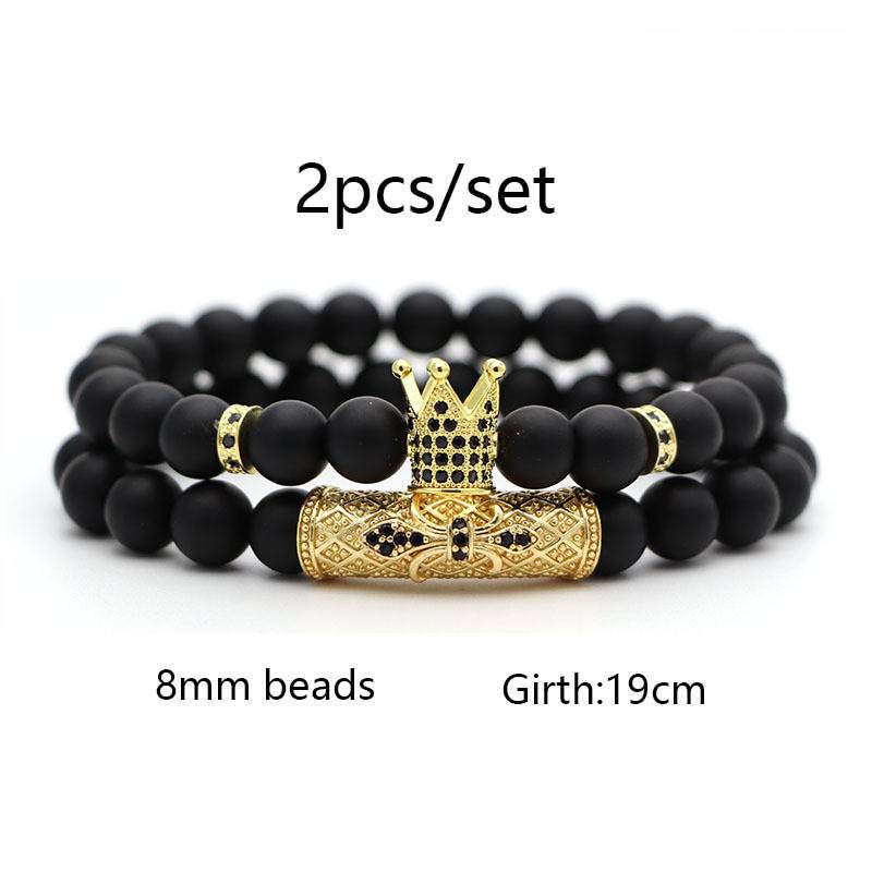 2-Piece Men’s Beaded Bracelet Set