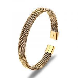 Stainless Steel Cuff Bracelet Metal Color: Gold