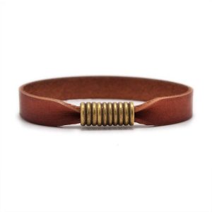 Simple Leather Bracelet with Magnetic Clasp