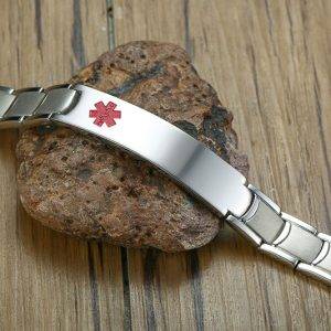 Stainless Steel Medical Alert Bracelet with Fold Over Clasp