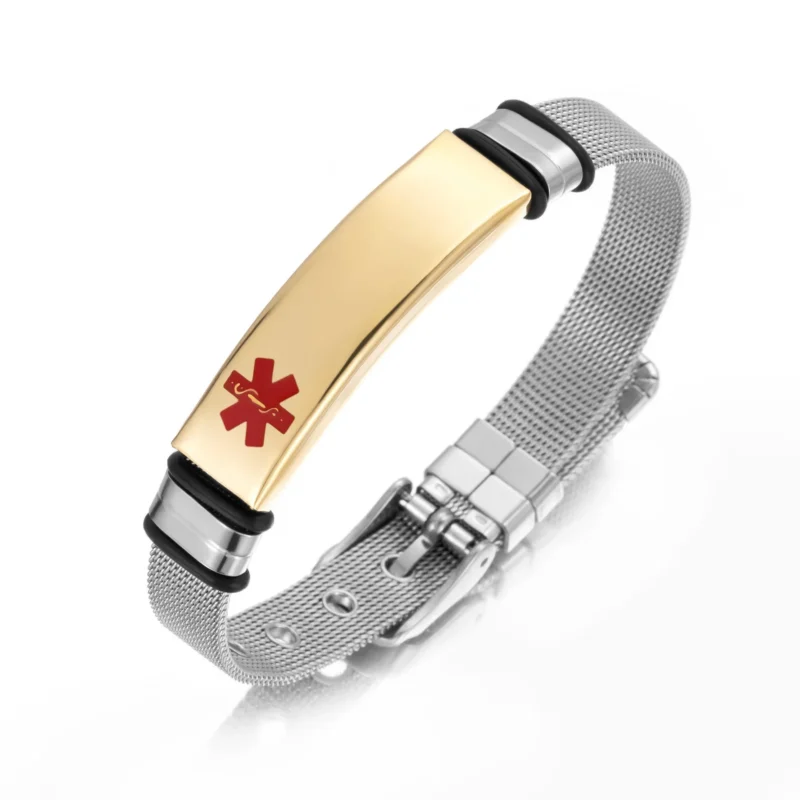 Stainless Steel Mesh Engravable Medical ID Bracelet 6 Stainless Steel Mesh Engravable Medical ID Bracelet