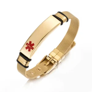 Stainless Steel Mesh Engravable Medical ID Bracelet 17 Stainless Steel Mesh Engravable Medical ID Bracelet