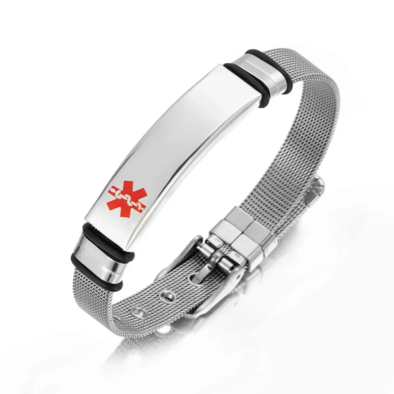 Stainless Steel Mesh Engravable Medical ID Bracelet 7 Stainless Steel Mesh Engravable Medical ID Bracelet